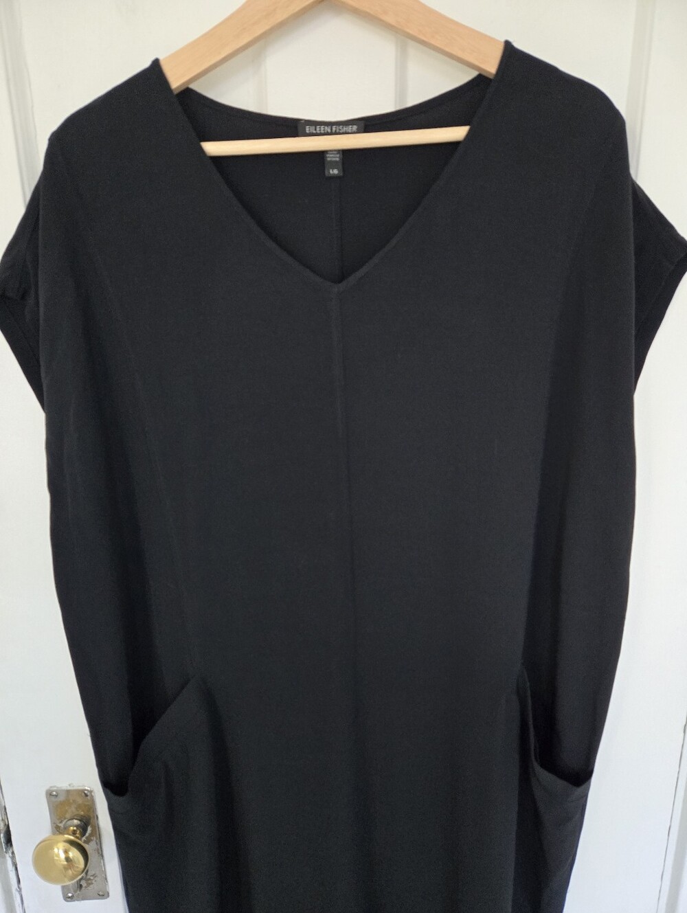 Eileen Fisher Women's Tencel Midi Dress Size L Minimalist LBD Lagenlook Capsule - Picture 3 of 7